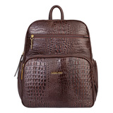 Mochila Feminina De Couro Croco Zaya Cor Marrom