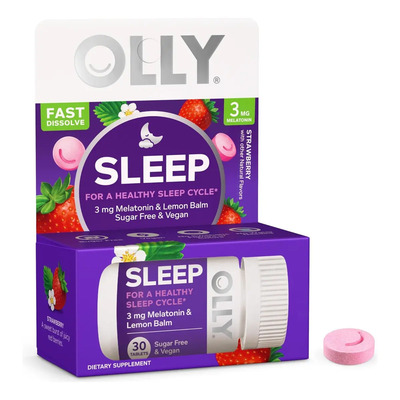 Olly Sleep Melatonina 3 Mg Fast Disolve 30 Tabletas Veganas Sabor Fresa | Meses sin interés