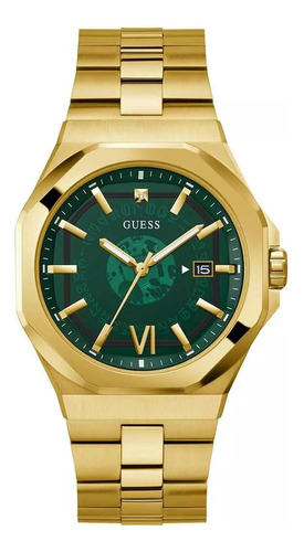 Reloj Guess Para Hombre Correa Dorada Esfera Verde Estilo Mo