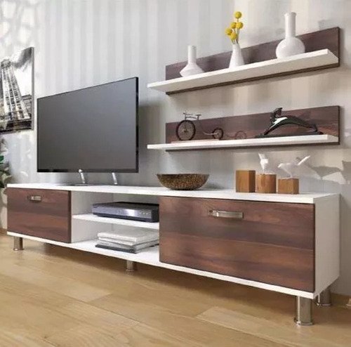 Mueble Mesa Para Tv Nórdico 120 Cm Con Repisas 