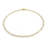 Pulsera Figaro 3x1 Cartier Diamantada Oro10k Italy 1.5m 18cm