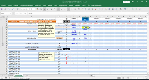 Plantilla Excel P/inventario Fisico De Media Tensión. Cfe