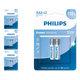 8 Pilhas Alcalinas Aaa Philips  (4  Cart)