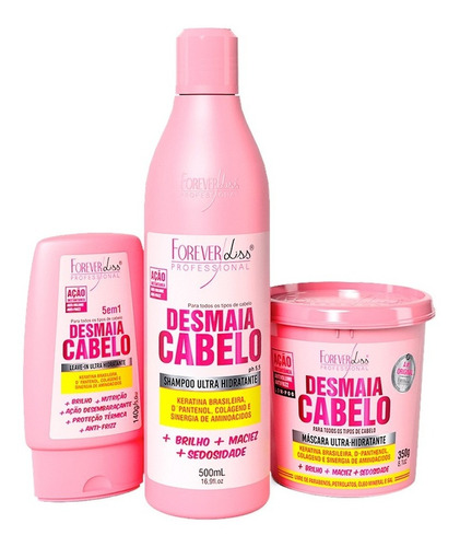 Forever Liss Desmaia Cabelo Shampoo+ Leave-in+ Máscara 350g
