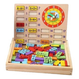 Juego Madera Didáctico Calculador Matemático Tablero + Reloj