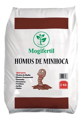 Fertilizante Substrato Húmus De Minhoca 2 Kg Mogi Fertil