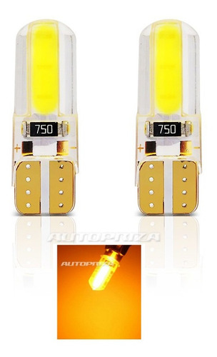 Led (2un) T10 Canbus Cob Siliconado Gel, 12v, Ambar Amarillo