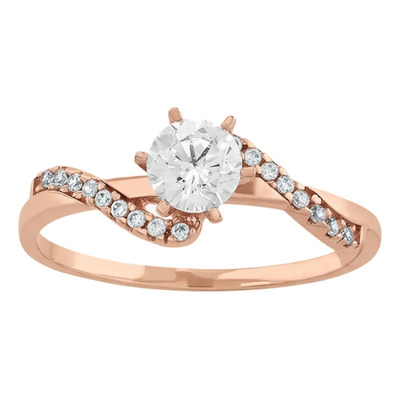 Anillo Compromiso Atenea Oro Sólido 10k Color Oro Rosa Talla 9.5