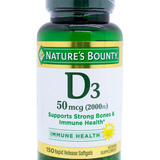 Natures Bounty Vitamina D3 50mcg Suplemento X150 Capsulas Sabor Sin Sabor