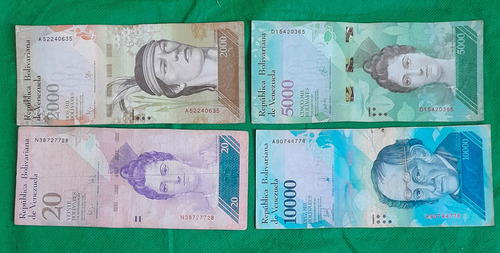 4 Billetes Venezolano Bolivares Fuertes (circulados) 