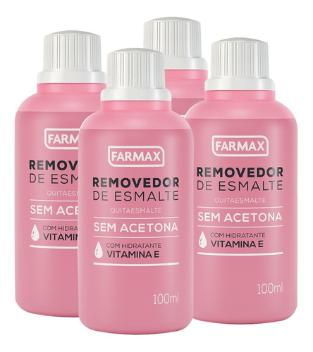 Removedor De Esmalte Sem Acetona Kit Com 4 De 100ml Cada