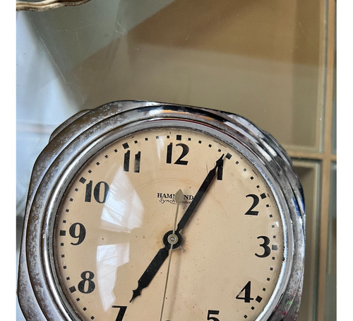 Antiguo Reloj Eléctricos Art Deco Usa Hammond 14,5x14,5x6cm
