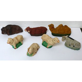 Antiguas Figuras Pesebre En Papel Maché Animales De Establo