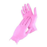 Guantes Descartables Anelsam Exam Color Rosa Talle G De Nitrilo X 100 Unidades