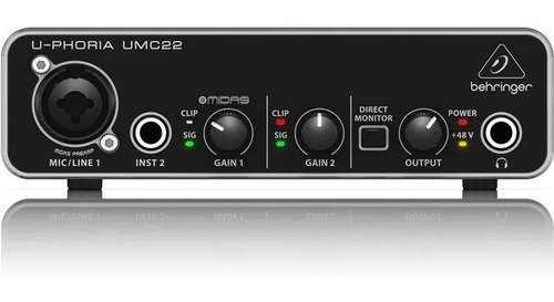 Interface De Áudio Behringer U-phoria Umc22 Usb