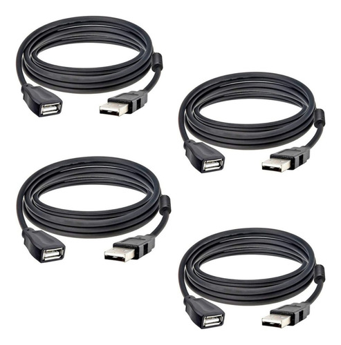 Cabo Extensor Usb 2.0 Macho X Fêmea 3,00 Metros - Kit 4 