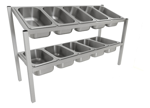 Porta Condimentos Cozinha Industrial 10 Cubas Inox