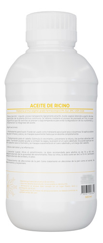 Aceite Ricino De Ricino Cástor Oil Puro Importado 500 Ml