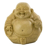 Feliz Figura De Buda En Piedra Arenisca Acabado 3 Pulgadas