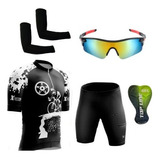 Conjunto Roupas Ciclismo Camisa  Bermuda Esporte Bike 