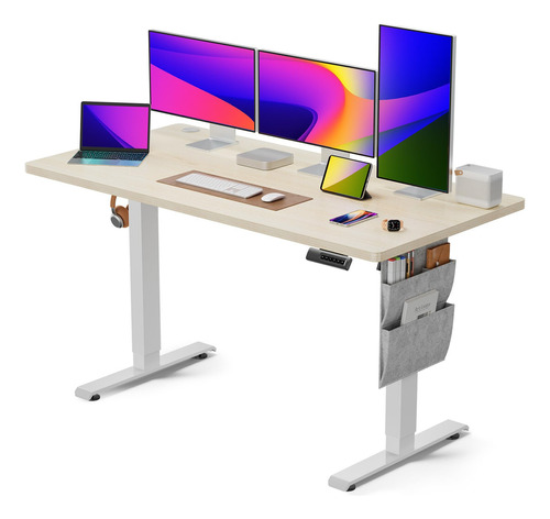 Totnz Standing Desk Adjustable Height, Electric Standing De. Color Maple