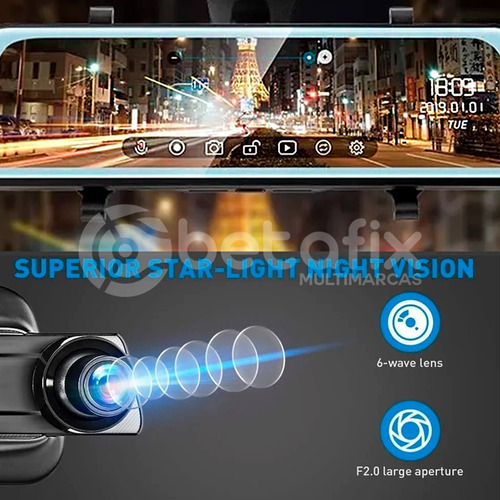 Espejo Retrovisor 2 Cmaras 9.66 Pulgadas Hd Grabador Foto 5