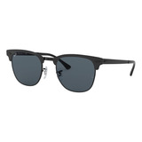 Anteojos De Sol Ray-ban Clubmaster Metal Standard Con Marco De Metal Color Matte Black, Lente Blue De Cristal Clásica, Varilla Matte Black De Metal - Rb3716