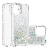 Funda Para iPhone 13 Pro Max Transparente Brillos Plateado