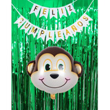 Combo Fiesta Cumpleaños Globos Temática Mono Animal Selva