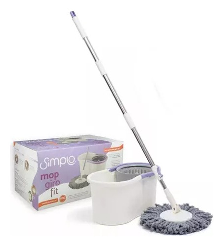 Mop Simplo Mop Giro Fit Com Balde E Esfregao Branco/lilás