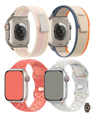 4 Correa Cristal Para Iwatch Apple Watch Ultra Se 9 8 7