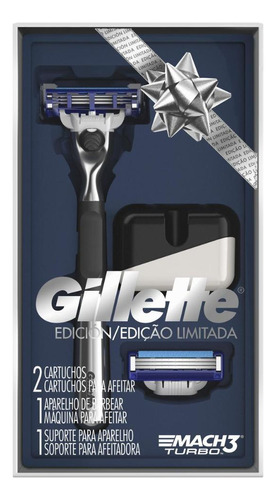 Aparelho Gillette Mach3turbo Edição Especial+2cargas+suporte