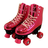 Patins Feminino Shine Quatro Rodas Quad Bota N 31-34 Fenix