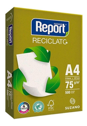 Papel Sulfite Reciclado A4 75gr Resma 500 Folhas Reciclato