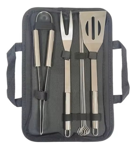 Kit Churrasqueiro Churrasco Prof. Presen Inox 07 Pçs Maleta