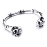 Elfasio Tamaño Ajustable Hombres Calavera Pulsera Acero Cuff