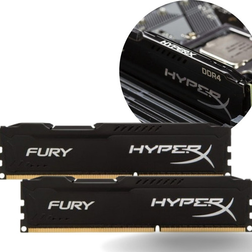 Kit 2x Memória Ram Gamer Fury Ddr4 Preta 8gb 2400mhz Para Pc