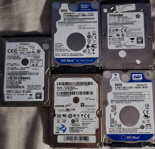 Lote Cinco Discos Rigidos 500gb Sin Errores/wd/samsung Etc