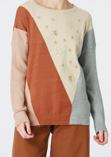 Sweater Bordado Estrellas Combinado Importado Boho No Vars