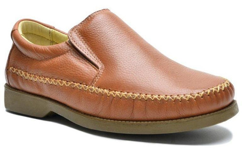 Mocassim Sapato Sapatilha Casual Masculina Couro C/elástico 