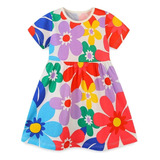 Vestido De Cuello Redondo A La Moda Para Niña De Verano Con