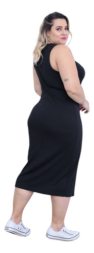 Vestido Tubinho Plus Size Feminino Malha Canelado Premium