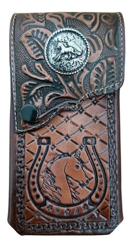 Funda Vaquera Para Celular De Cuero Diseño Herradura Caballo