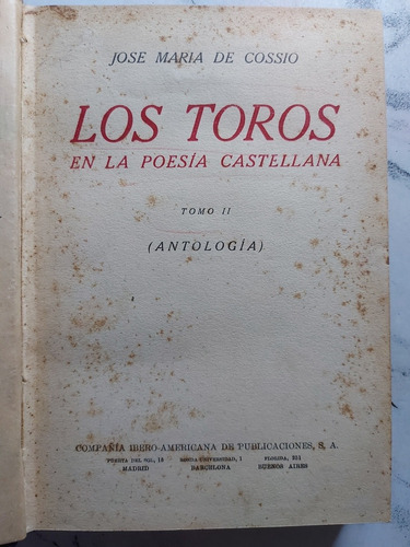 Los Toros En La Poesía Castellana Jose Maria De Cossio 52740