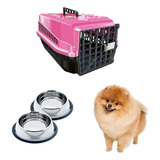 Caixa Transporte Pet N1 Rosa + 2 Comedouro Chalesco 150ml