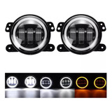 Par 4'' Rgb Led Faros Redond Niebl Aojos Angel Jeep Wrangler