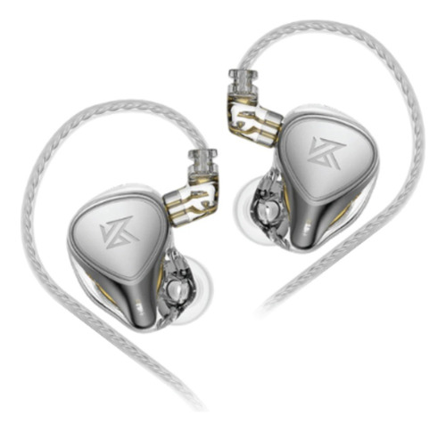 Audífonos In-ear Kz Zex Pro Pearl Perla Plata Sin Micrófono