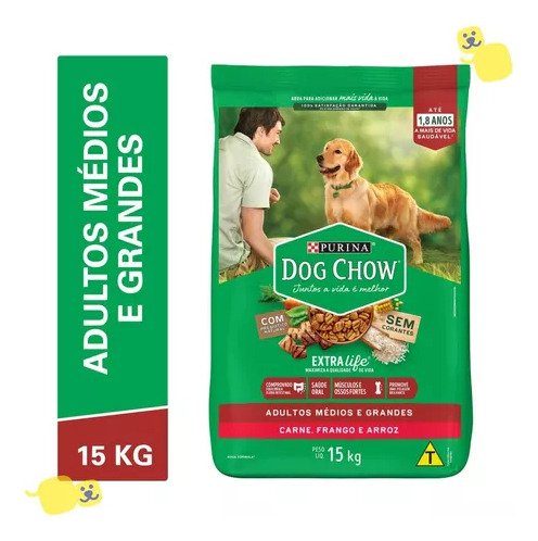 Ração Dog Chow  Cães Adultos Médio Carne Frango E Arroz 15kg