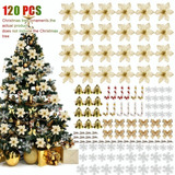 120pcs Colgante De Decoración De Árbol De Navidad Flor De Na