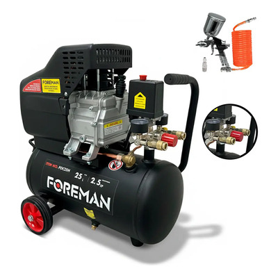 Compresor De Aire 25l 2.5hp Foc25h Foreman Color Negro Fase Eléctrica Monofásica | Envío gratis